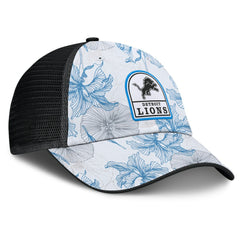 Detroit Lions Tropical Adjustable Trucker Hat - White/Black - Fanatics