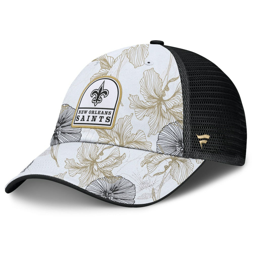 New Orleans Saints Tropical Adjustable Trucker Hat - White/Black - Fanatics
