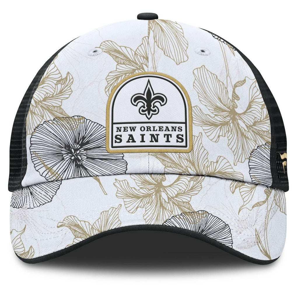 New Orleans Saints Tropical Adjustable Trucker Hat - White/Black - Fanatics
