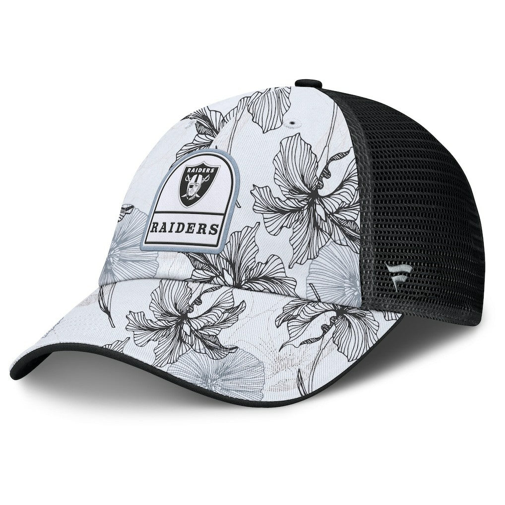 Las Vegas Raiders Tropical Adjustable Trucker Hat - White/Black - Fanatics
