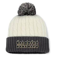Miami Dolphins Women's Coaxial Cuffed Knit Hat with Pom - Cream - Fanatics