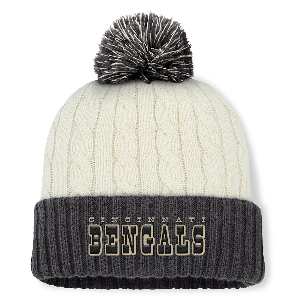 Cincinnati Bengals Women's Coaxial Cuffed Knit Hat with Pom - Cream - Fanatics