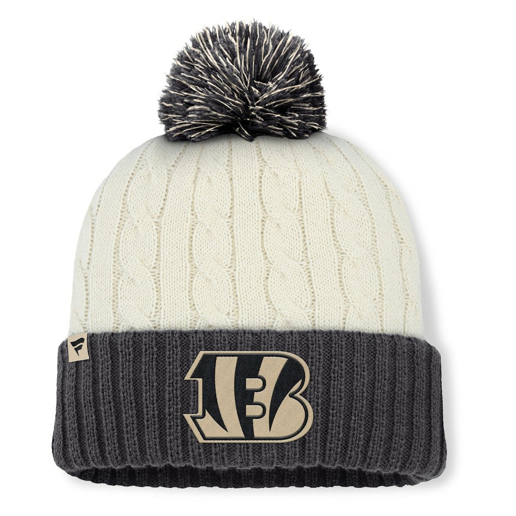 Cincinnati Bengals Women's Coaxial Cuffed Knit Hat with Pom - Cream - Fanatics