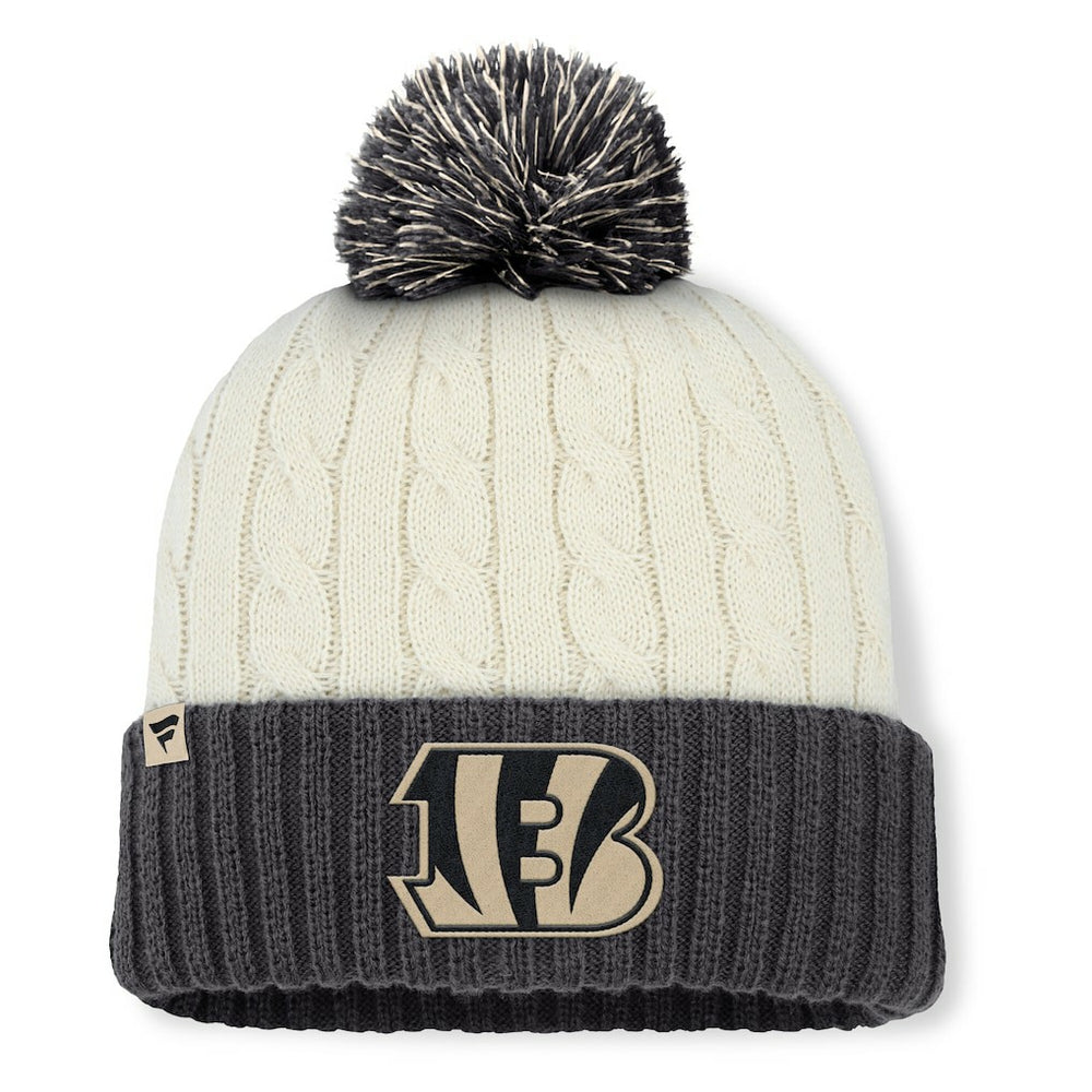 Cincinnati Bengals Women's Coaxial Cuffed Knit Hat with Pom - Cream - Fanatics