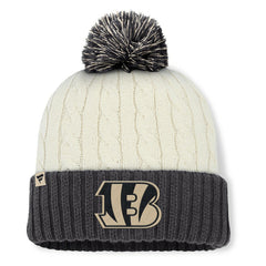 Cincinnati Bengals Women's Coaxial Cuffed Knit Hat with Pom - Cream - Fanatics