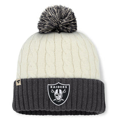 Las Vegas Raiders Women's Coaxial Cuffed Knit Hat with Pom - Cream - Fanatics
