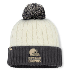 Cleveland Browns Women's Coaxial Cuffed Knit Hat with Pom - Cream - Fanatics
