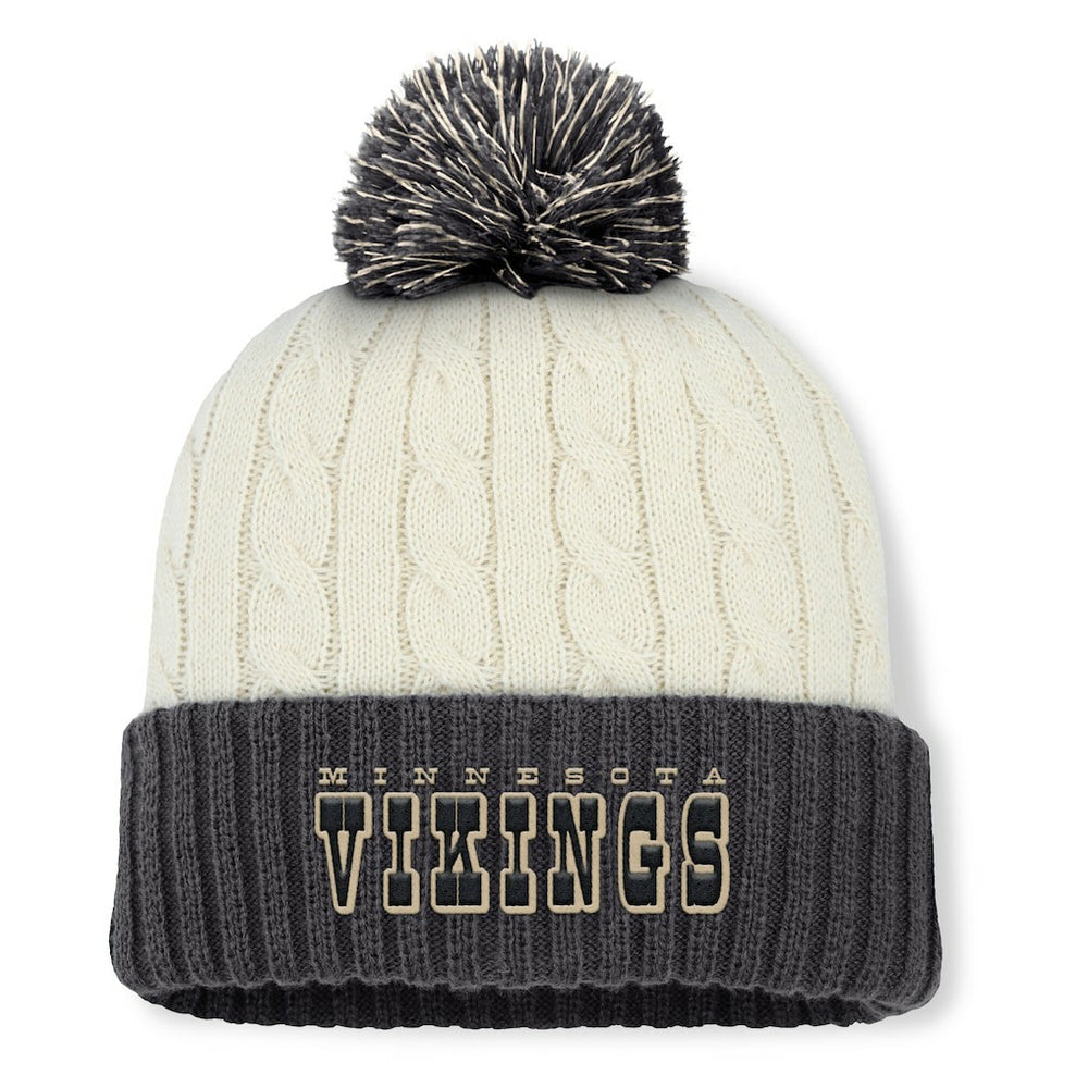 Minnesota Vikings Women's Coaxial Cuffed Knit Hat with Pom - Cream - Fanatics