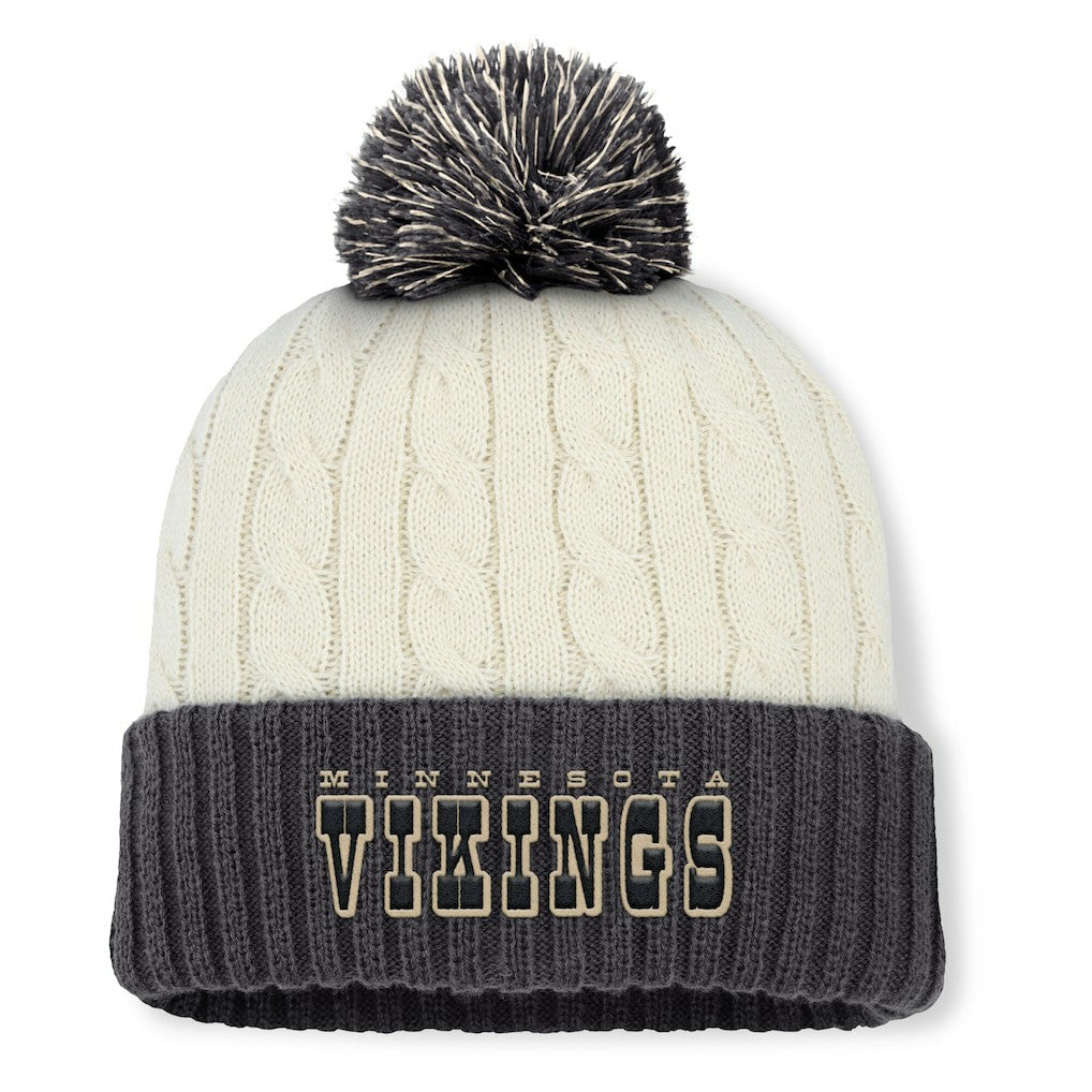 Minnesota Vikings Women's Coaxial Cuffed Knit Hat with Pom - Cream - Fanatics