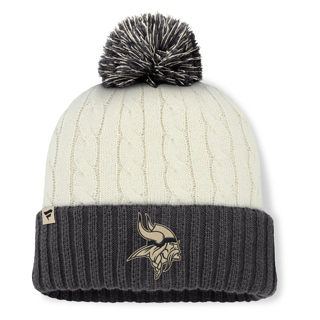 Minnesota Vikings Women's Coaxial Cuffed Knit Hat with Pom - Cream - Fanatics