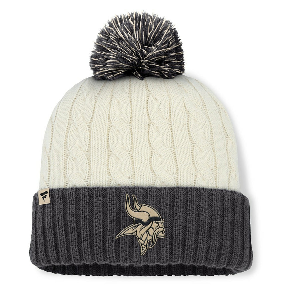 Minnesota Vikings Women's Coaxial Cuffed Knit Hat with Pom - Cream - Fanatics