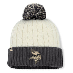 Minnesota Vikings Women's Coaxial Cuffed Knit Hat with Pom - Cream - Fanatics