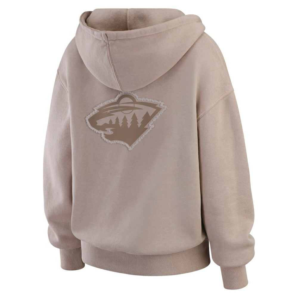 Minnesota Wild WEAR by Erin Andrews Women's Washed Pullover Crewdie - Tan | NHL on sale