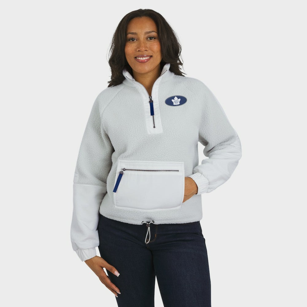Toronto Maple Leafs WEAR by Erin Andrews Women's Polar Fleece Quarter-Zip Jacket - Gray | NHL Clearance