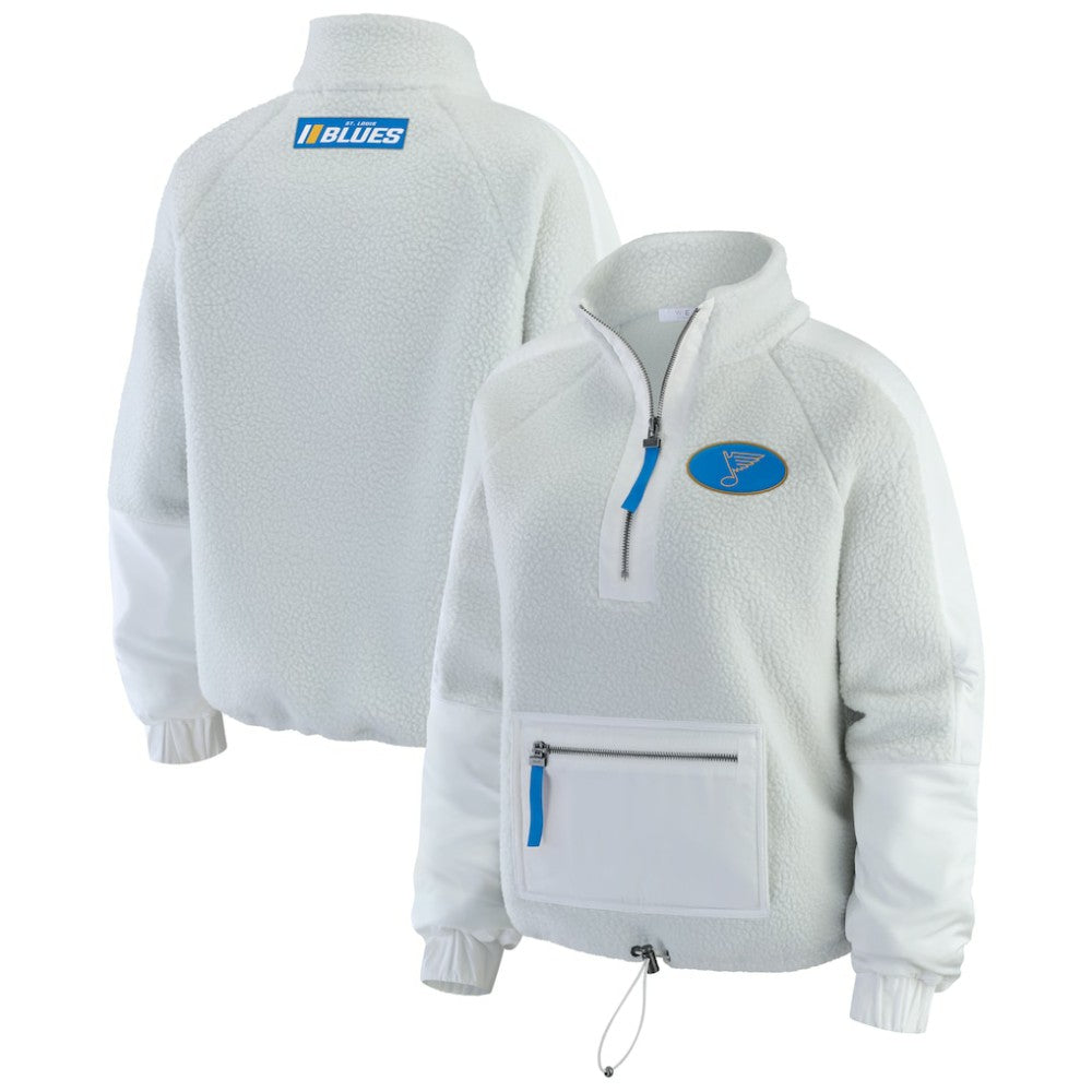 St. Louis Blues WEAR by Erin Andrews Women's Polar Fleece Quarter-Zip Jacket - Gray | NHL sale