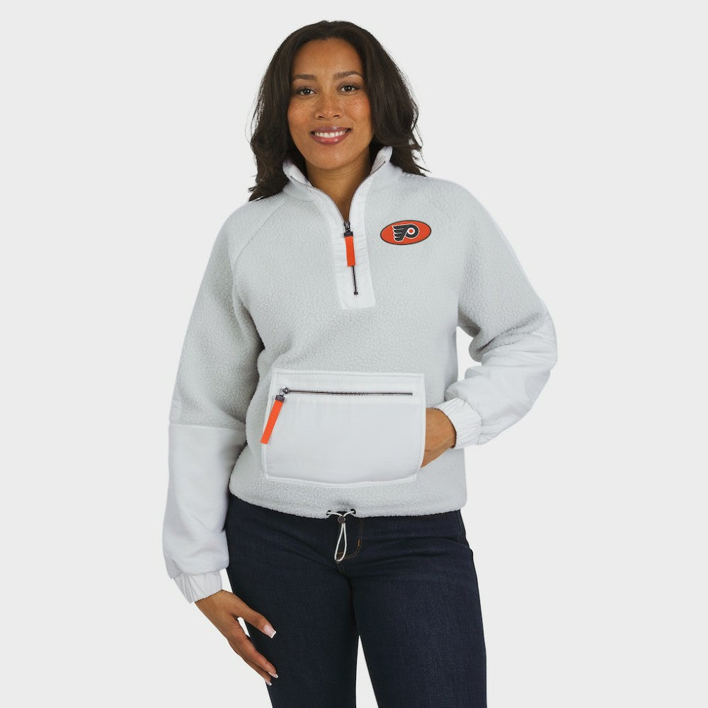 Philadelphia Flyers WEAR by Erin Andrews Women's Polar Fleece Quarter-Zip Jacket - Gray | NHL sale