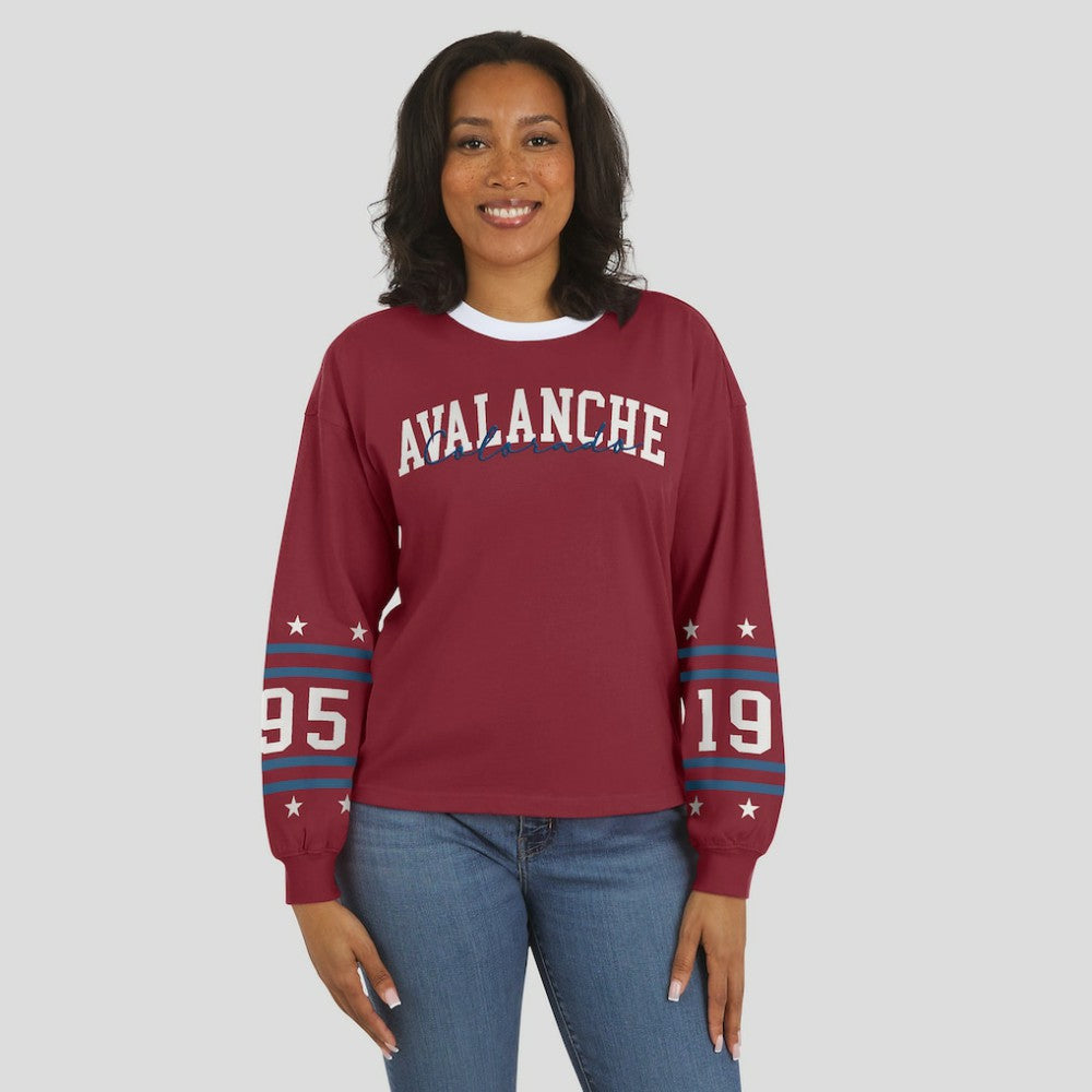 Colorado Avalanche WEAR by Erin Andrews Women's Long-Sleeve Sport T-Shirt - Burgundy | NHL near me