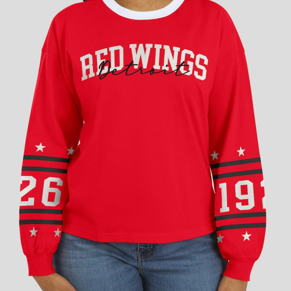 Detroit Red Wings WEAR by Erin Andrews Women's Long-Sleeve Sport T-Shirt - Red | NHL Lifestyle