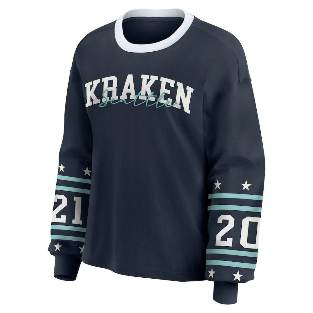 Seattle Kraken WEAR by Erin Andrews Women's Long-Sleeve Sport T-Shirt - Deep Sea Blue | NHL on sale