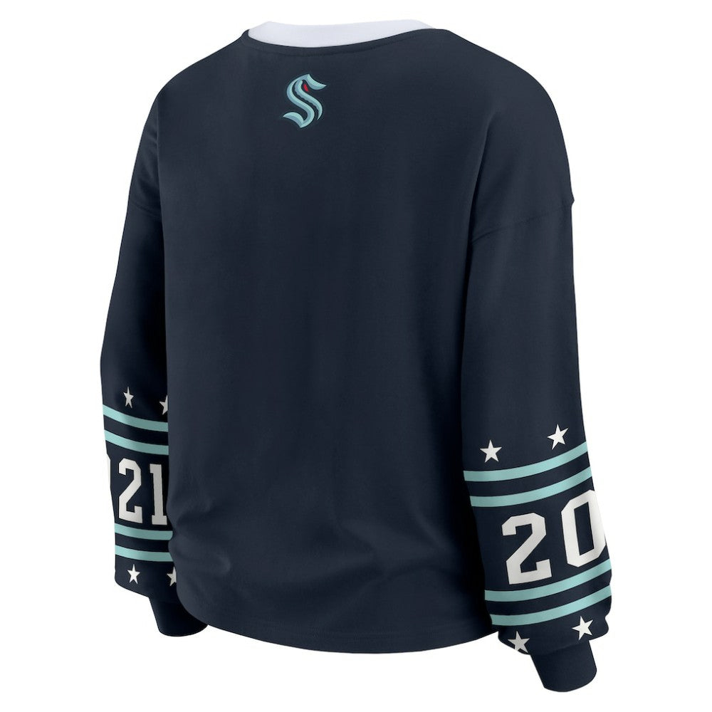 Seattle Kraken WEAR by Erin Andrews Women's Long-Sleeve Sport T-Shirt - Deep Sea Blue | NHL on sale