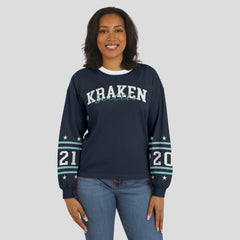 Seattle Kraken WEAR by Erin Andrews Women's Long-Sleeve Sport T-Shirt - Deep Sea Blue | NHL on sale