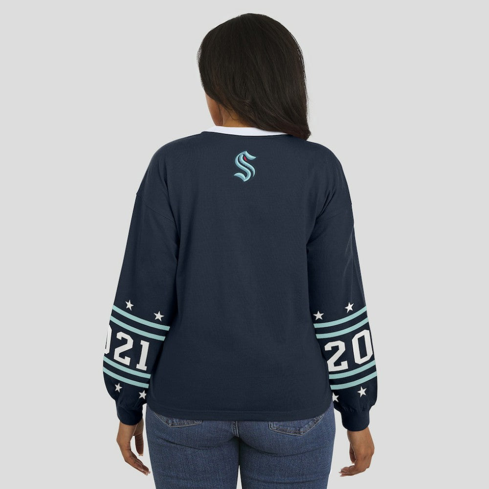 Seattle Kraken WEAR by Erin Andrews Women's Long-Sleeve Sport T-Shirt - Deep Sea Blue | NHL on sale