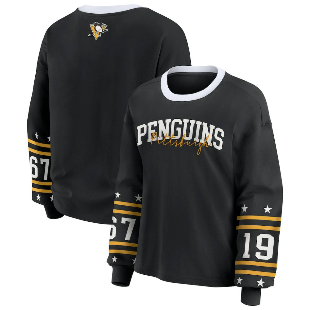 Pittsburgh Penguins WEAR by Erin Andrews Women's Long-Sleeve Sport T-Shirt - Black | NHL discount