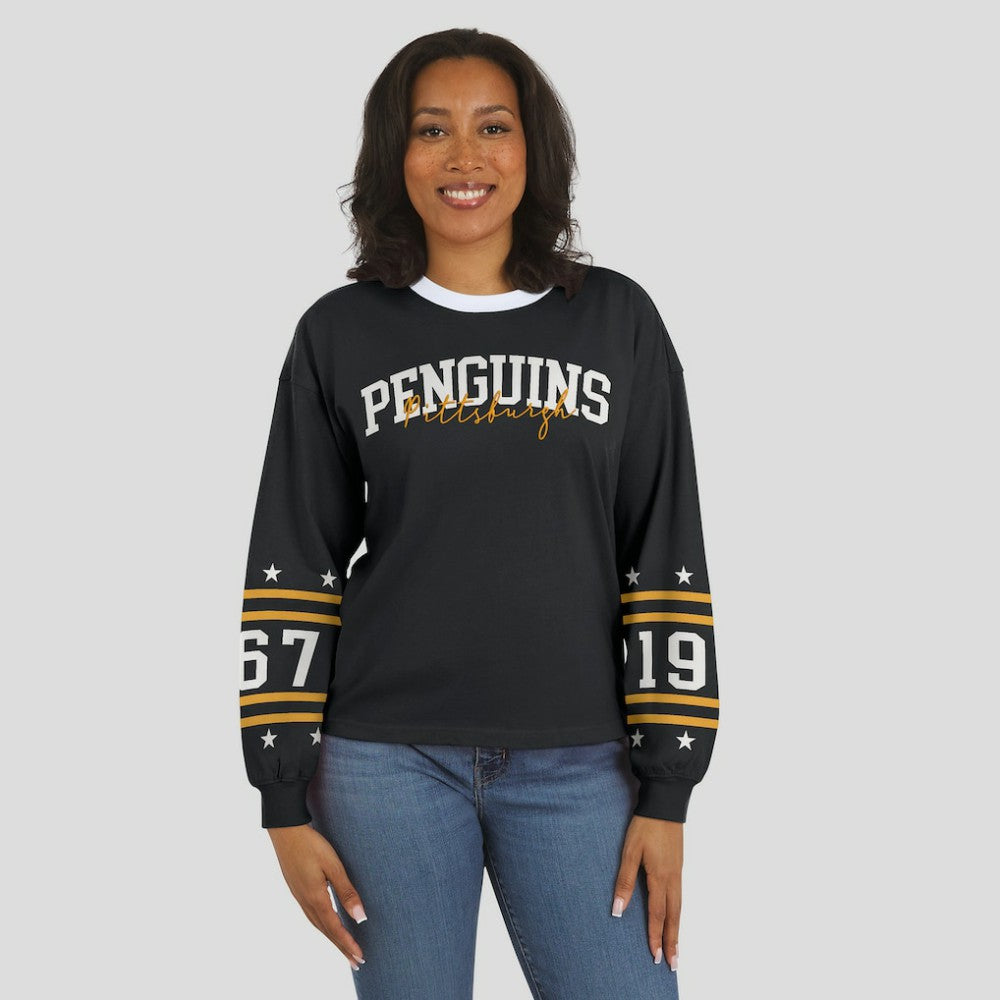 Pittsburgh Penguins WEAR by Erin Andrews Women's Long-Sleeve Sport T-Shirt - Black | NHL discount