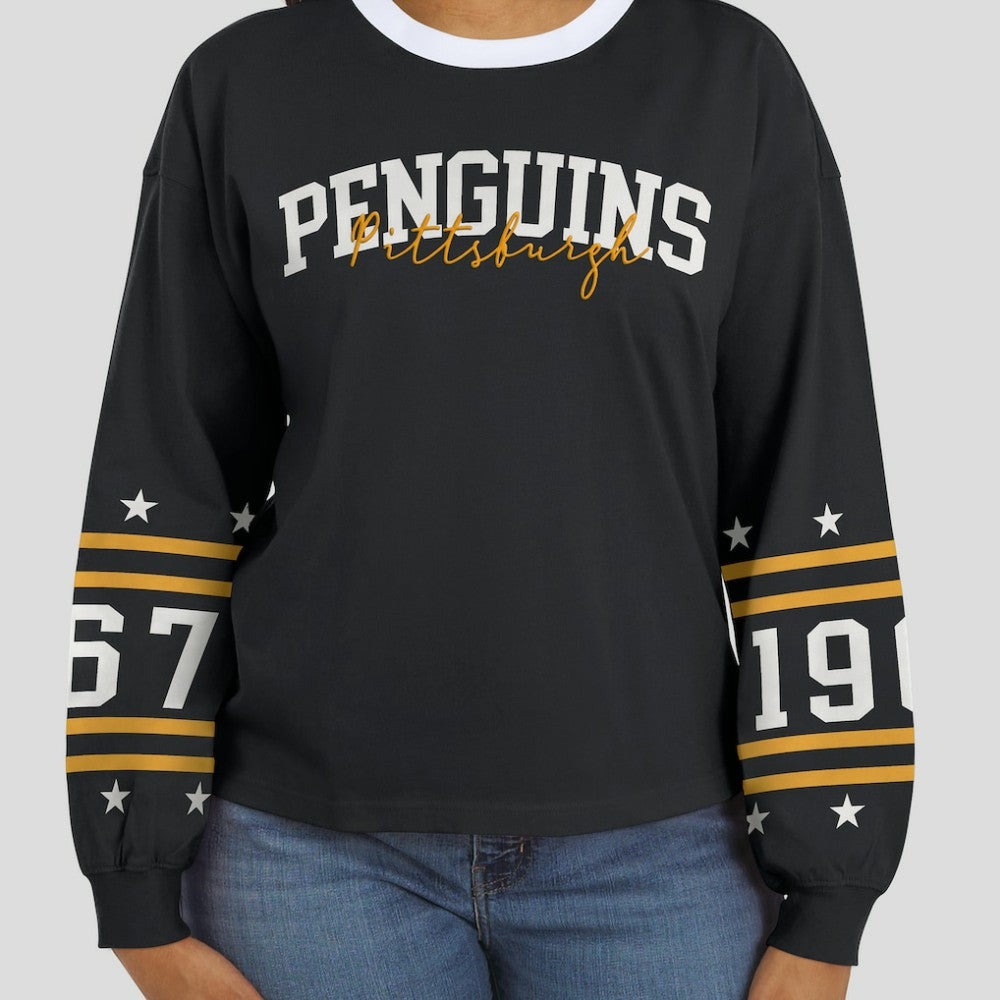 Pittsburgh Penguins WEAR by Erin Andrews Women's Long-Sleeve Sport T-Shirt - Black | NHL discount