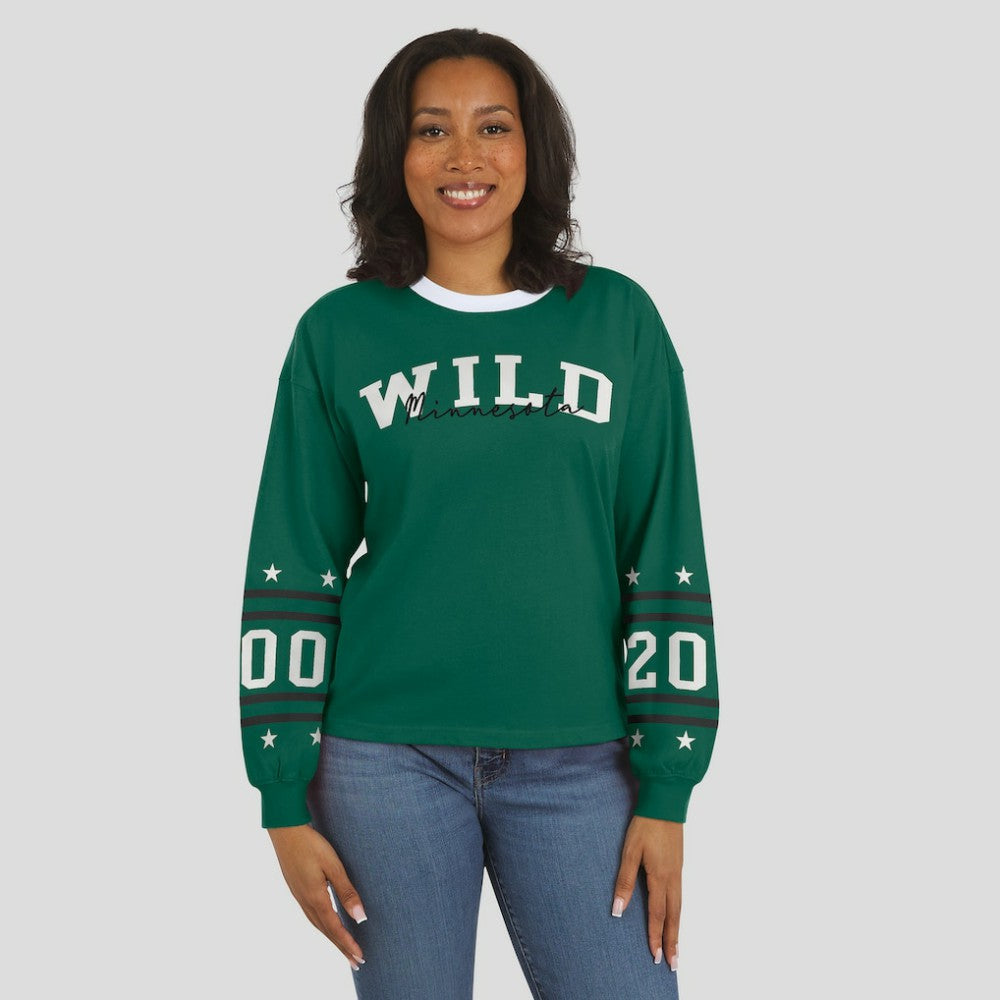 Minnesota Wild WEAR by Erin Andrews Women's Long-Sleeve Sport T-Shirt - Green | NHL sale