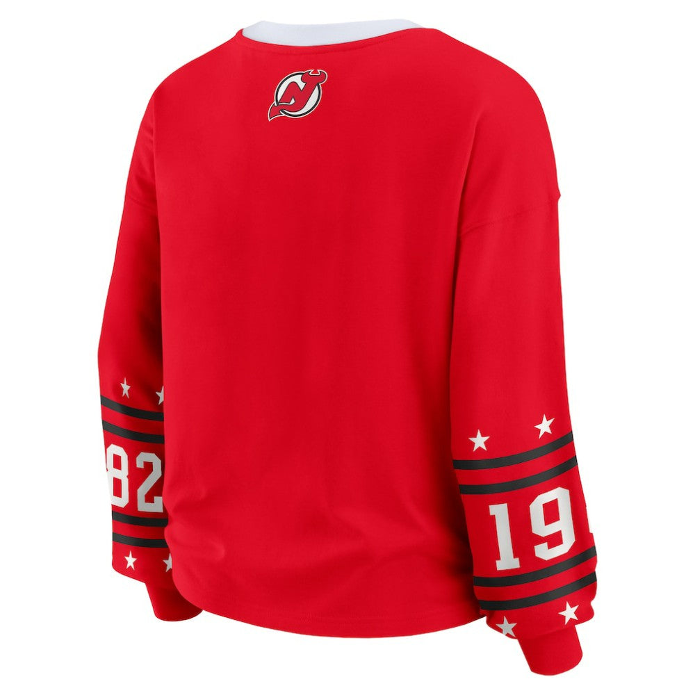 New Jersey Devils WEAR by Erin Andrews Women's Long-Sleeve Sport T-Shirt - Red | NHL Lifestyle