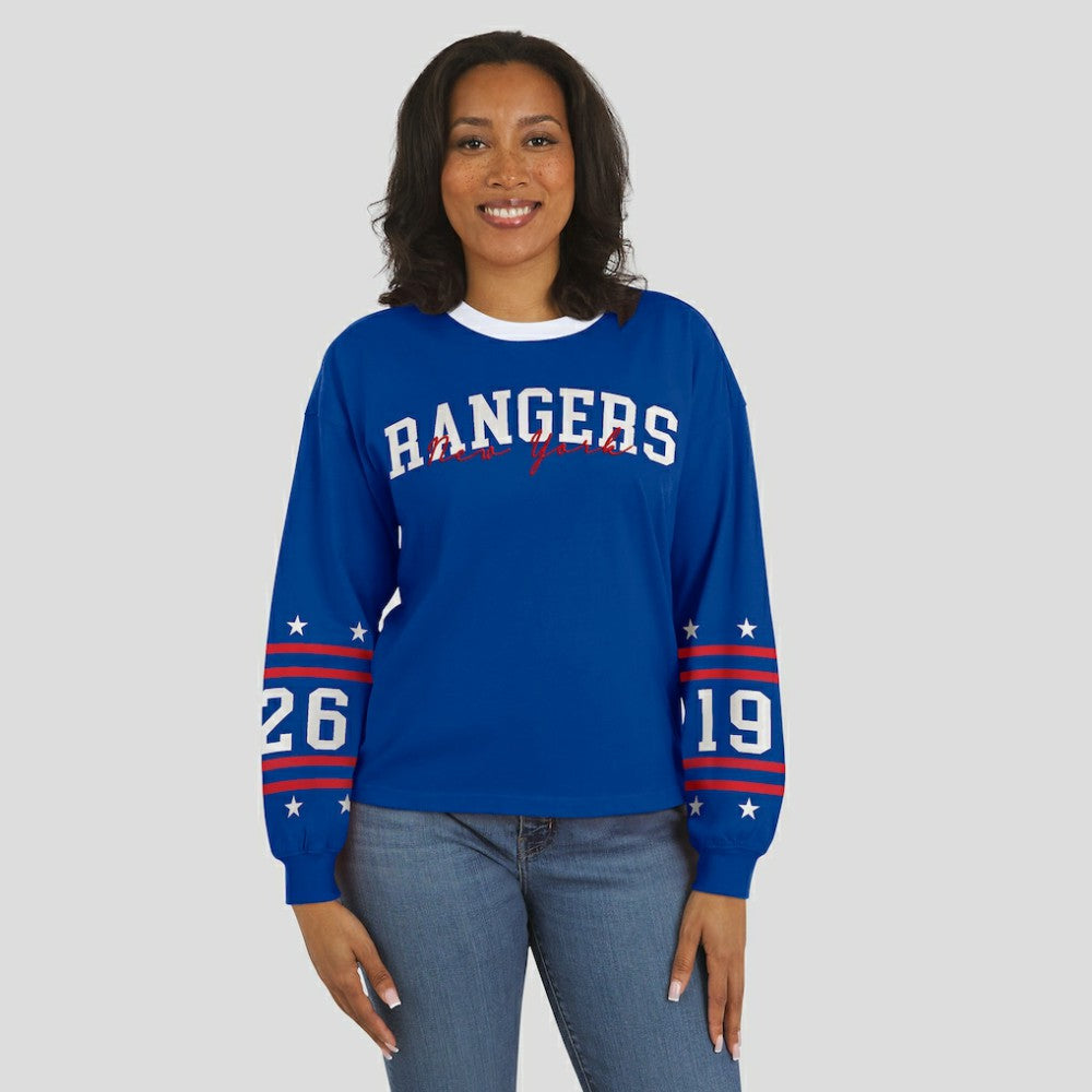 New York Rangers WEAR by Erin Andrews Women's Long-Sleeve Sport T-Shirt - Blue | NHL discount