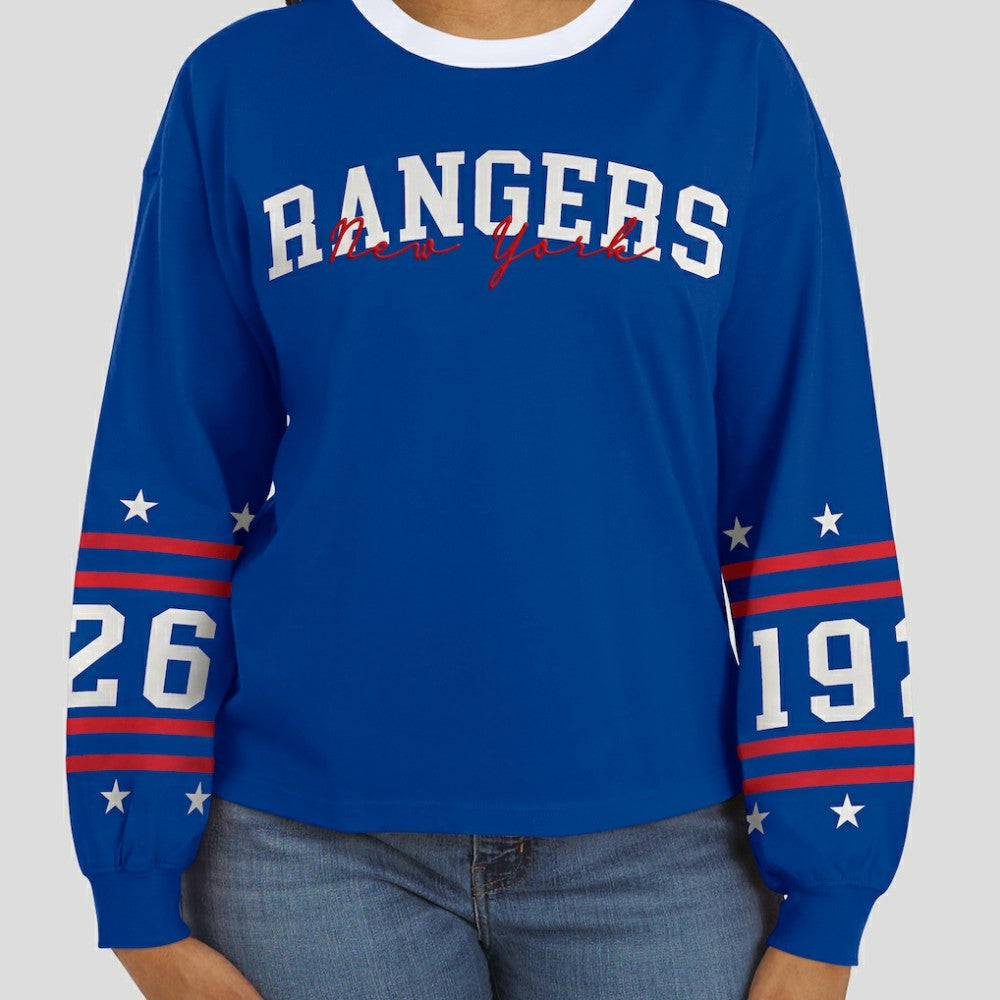 New York Rangers WEAR by Erin Andrews Women's Long-Sleeve Sport T-Shirt - Blue | NHL discount