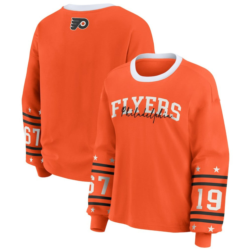 Philadelphia Flyers WEAR by Erin Andrews Women's Long-Sleeve Sport T-Shirt - Orange | NHL near me