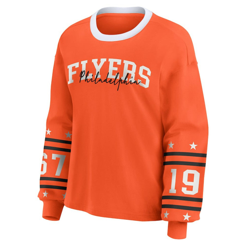 Philadelphia Flyers WEAR by Erin Andrews Women's Long-Sleeve Sport T-Shirt - Orange | NHL near me