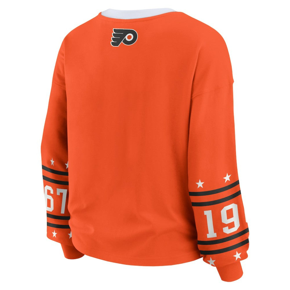 Philadelphia Flyers WEAR by Erin Andrews Women's Long-Sleeve Sport T-Shirt - Orange | NHL near me