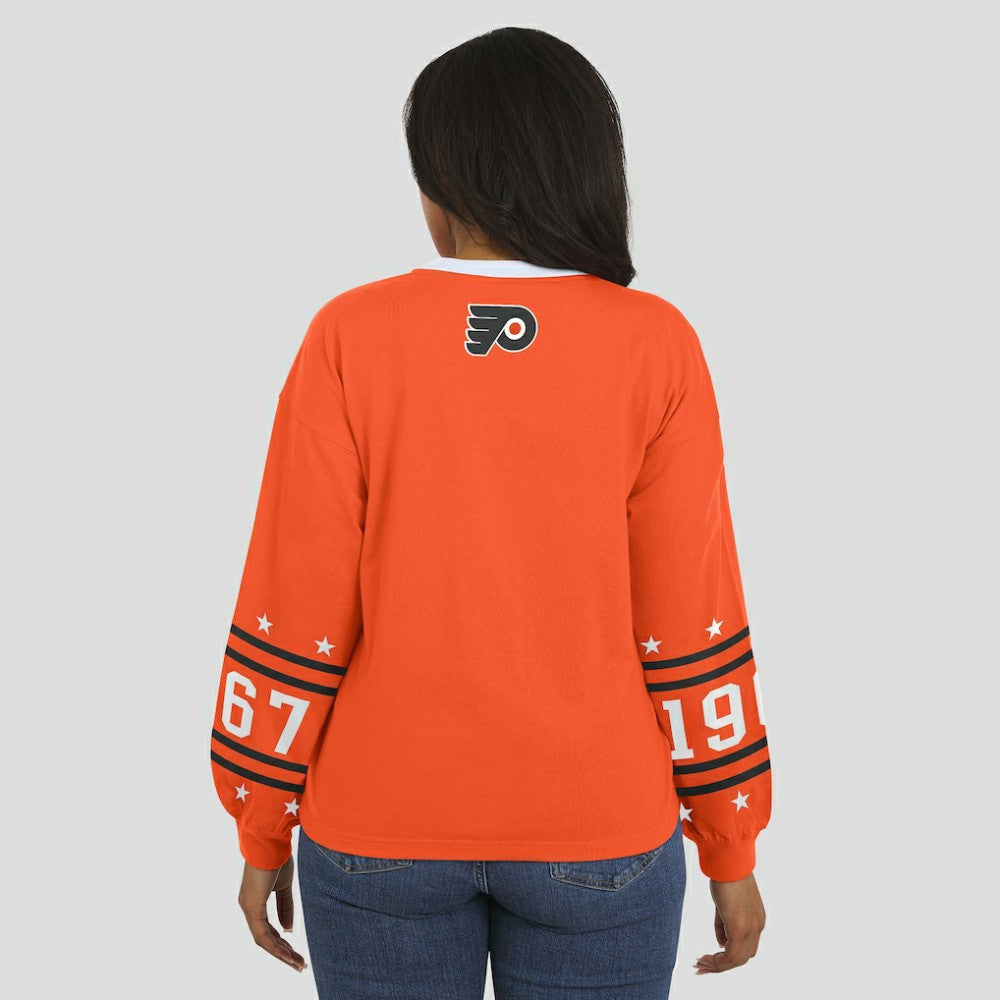 Philadelphia Flyers WEAR by Erin Andrews Women's Long-Sleeve Sport T-Shirt - Orange | NHL near me