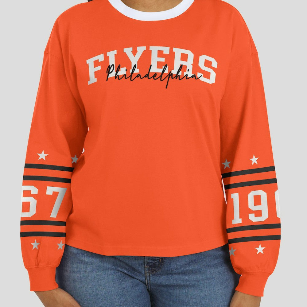 Philadelphia Flyers WEAR by Erin Andrews Women's Long-Sleeve Sport T-Shirt - Orange | NHL near me