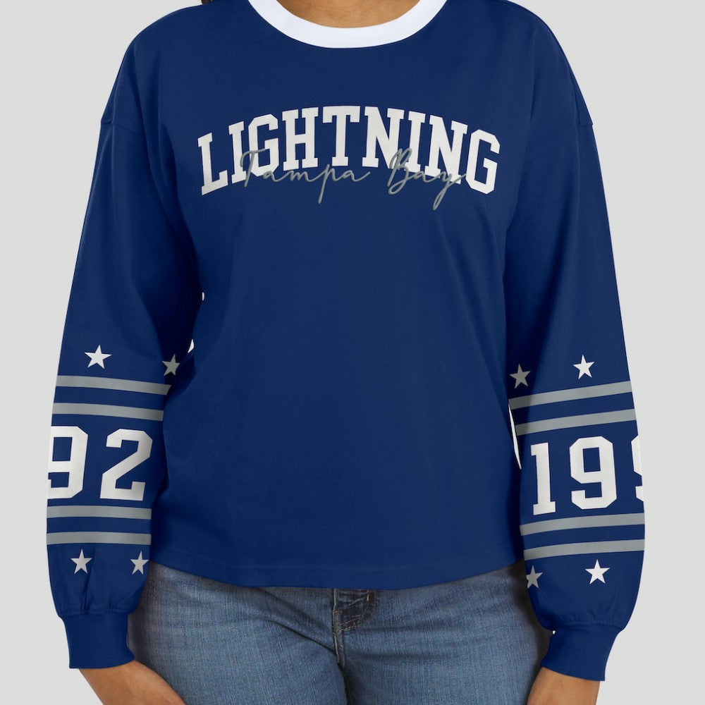 Tampa Bay Lightning WEAR by Erin Andrews Women's Long-Sleeve Sport T-Shirt - Blue | NHL sale