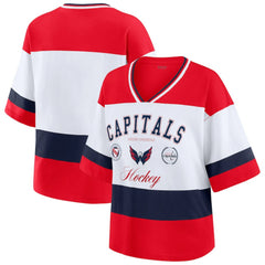 Washington Capitals WEAR by Erin Andrews Women's Jersey Style Tee - Red/White | NHL Clearance