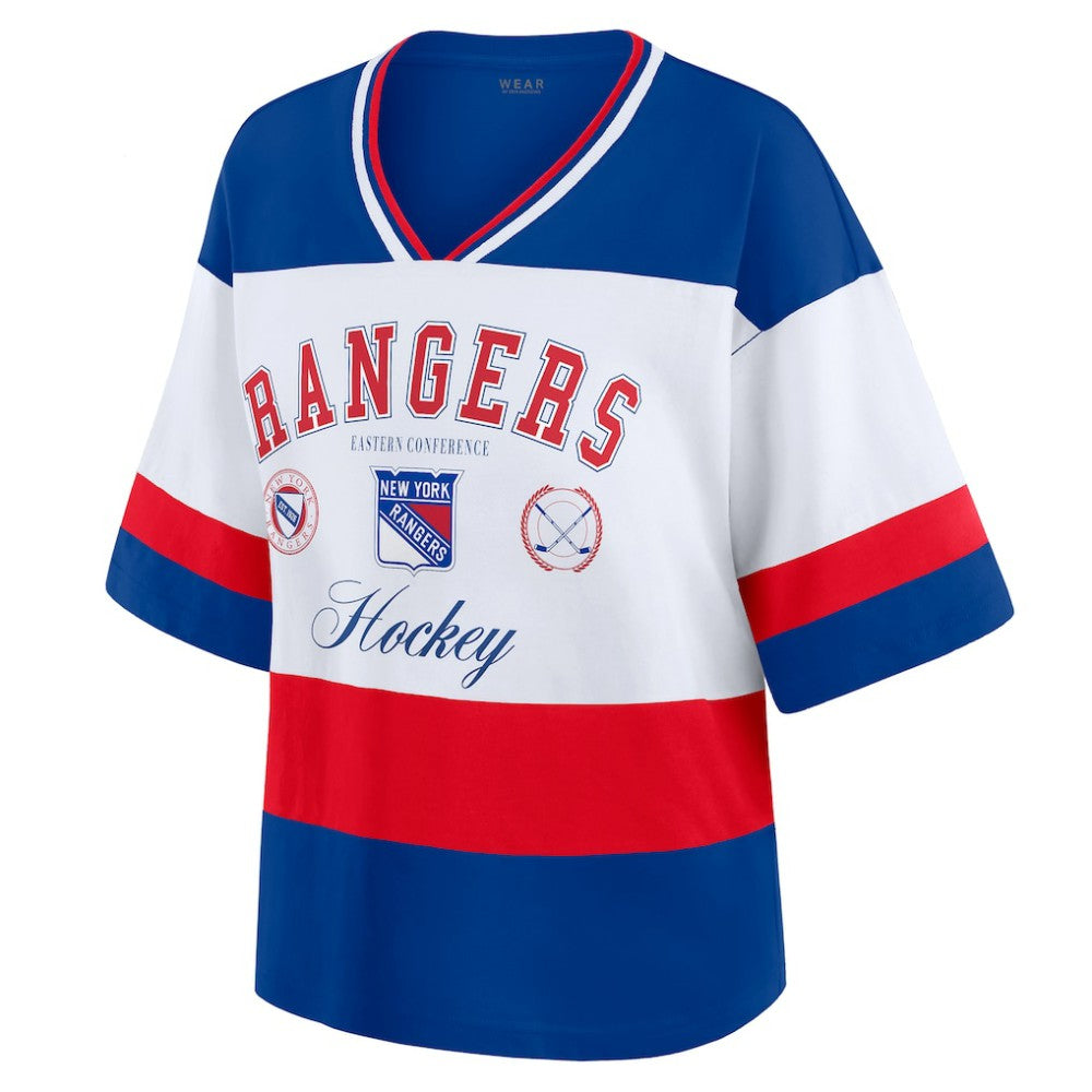 New York Rangers WEAR by Erin Andrews Women's Jersey Style Tee - Blue/White | NHL online