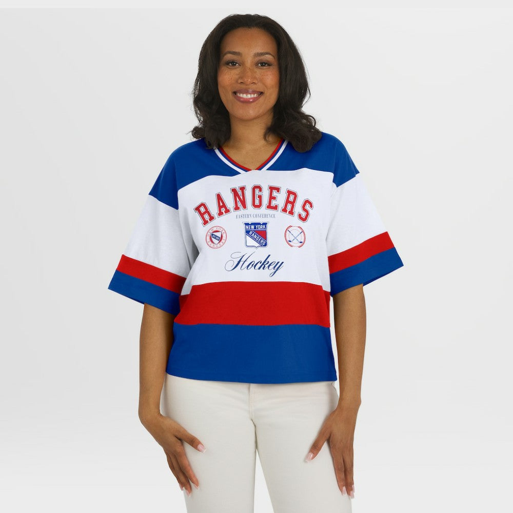 New York Rangers WEAR by Erin Andrews Women's Jersey Style Tee - Blue/White | NHL online