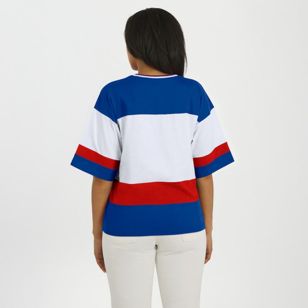 New York Rangers WEAR by Erin Andrews Women's Jersey Style Tee - Blue/White | NHL online