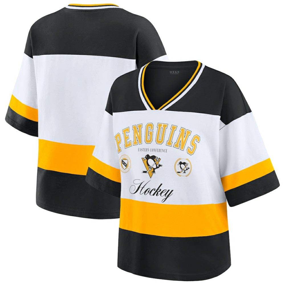 Pittsburgh Penguins WEAR by Erin Andrews Women's Jersey Style Tee - Black/White | NHL online