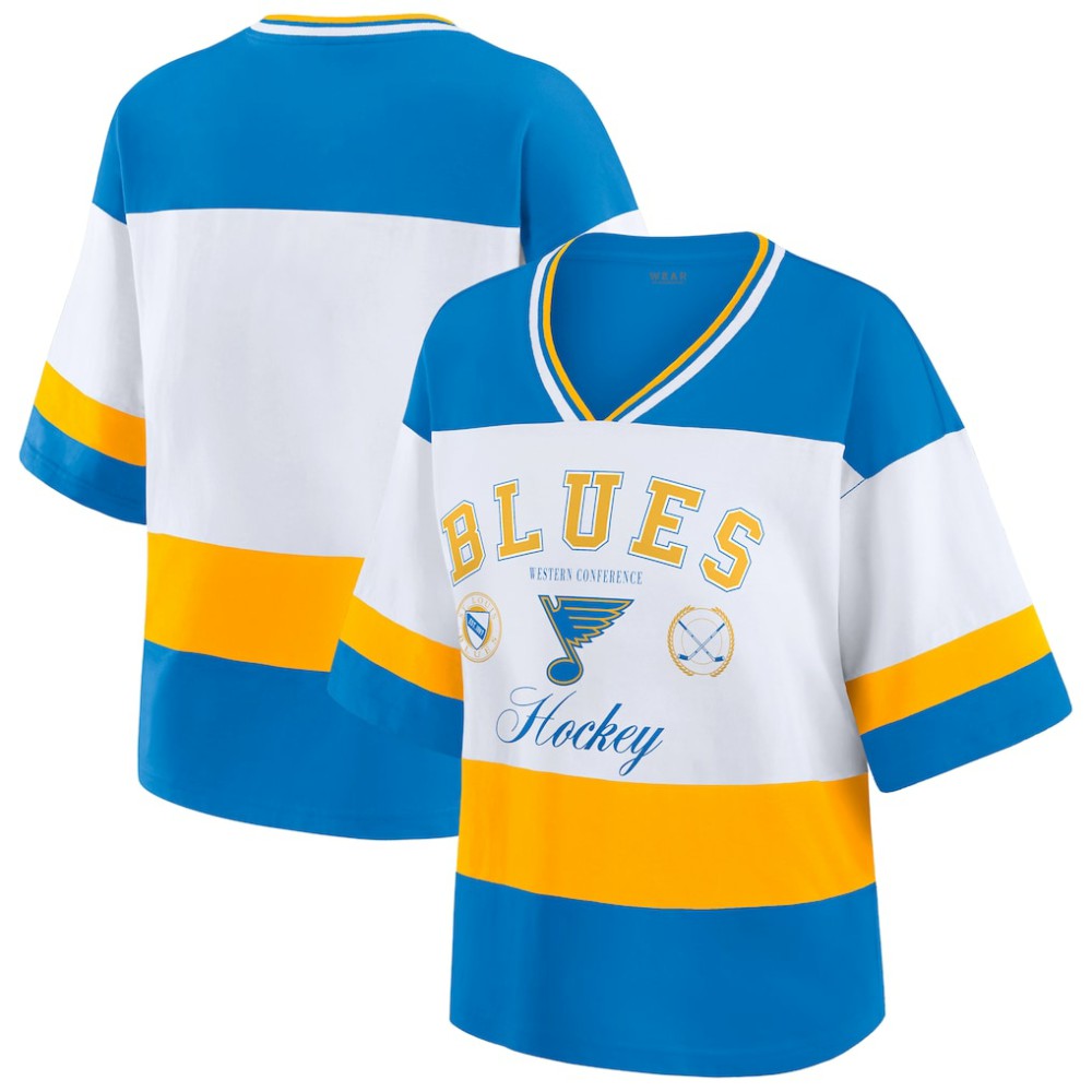 St. Louis Blues WEAR by Erin Andrews Women's Jersey Style Tee - Blue/White | NHL sale