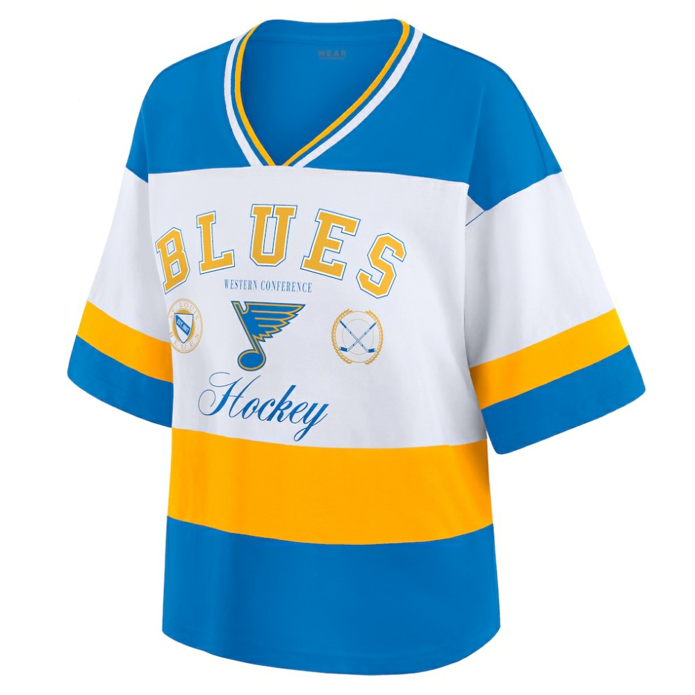 St. Louis Blues WEAR by Erin Andrews Women's Jersey Style Tee - Blue/White | NHL sale