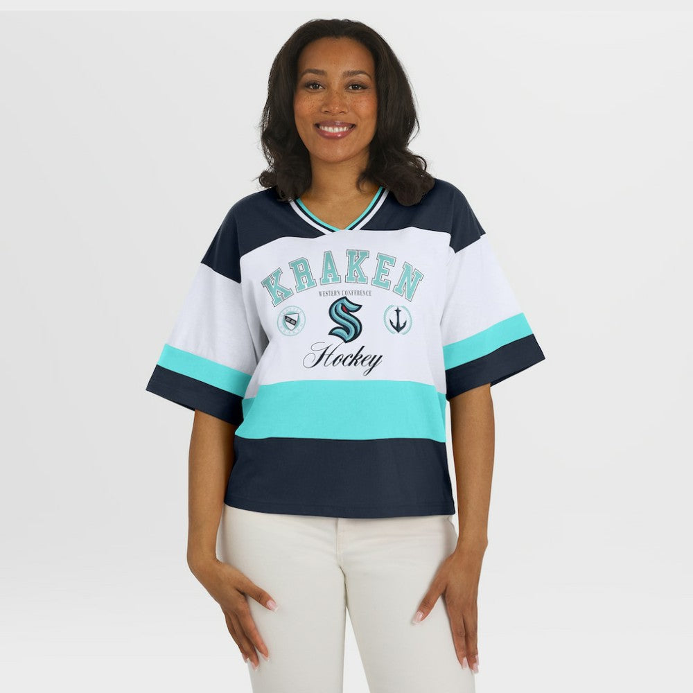 Seattle Kraken WEAR by Erin Andrews Women's Jersey Style Tee - Black/White | NHL sale
