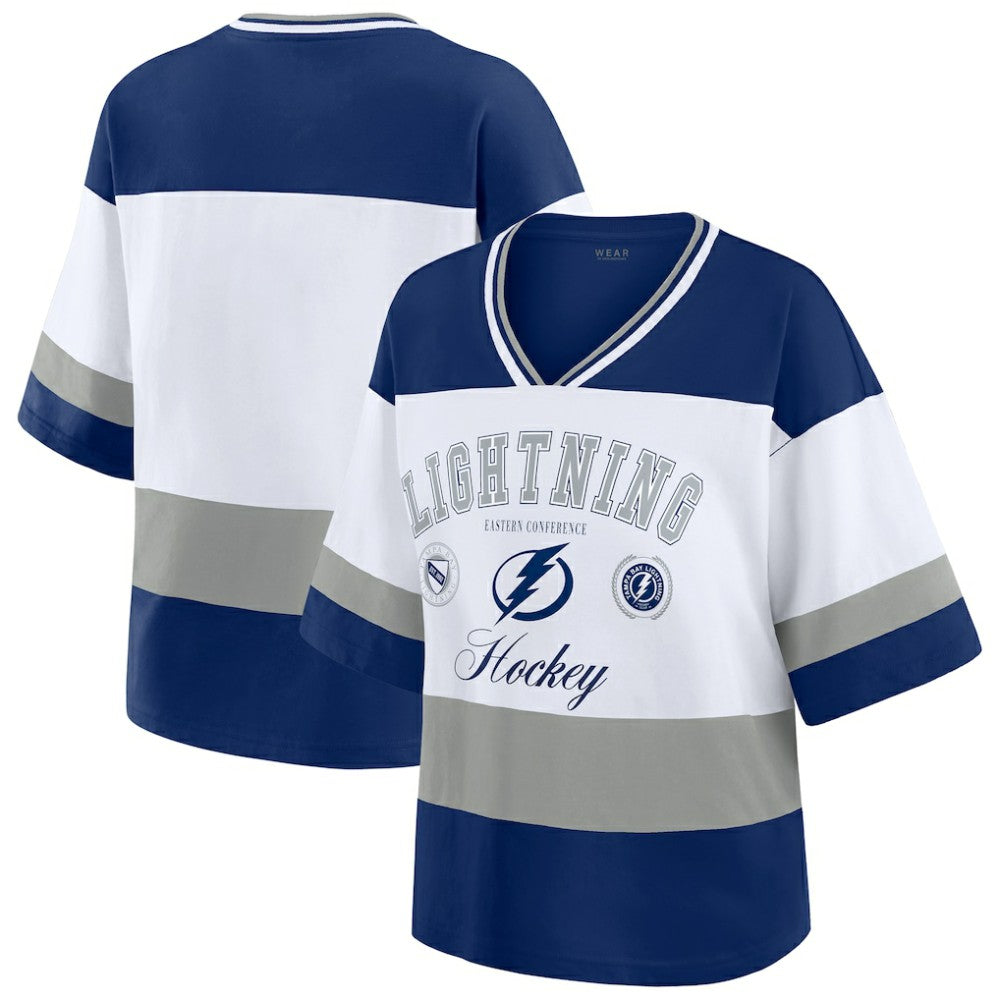 Tampa Bay Lightning WEAR by Erin Andrews Women's Jersey Style Tee - Blue/White | NHL online