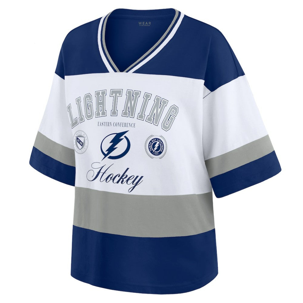 Tampa Bay Lightning WEAR by Erin Andrews Women's Jersey Style Tee - Blue/White | NHL online