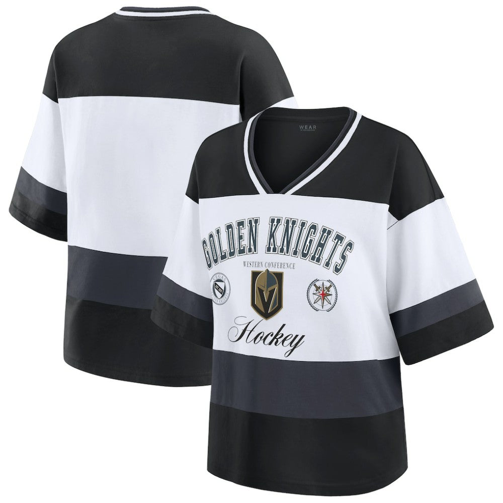 Vegas Golden Knights WEAR by Erin Andrews Women's Jersey Style Tee - Black/White | NHL online